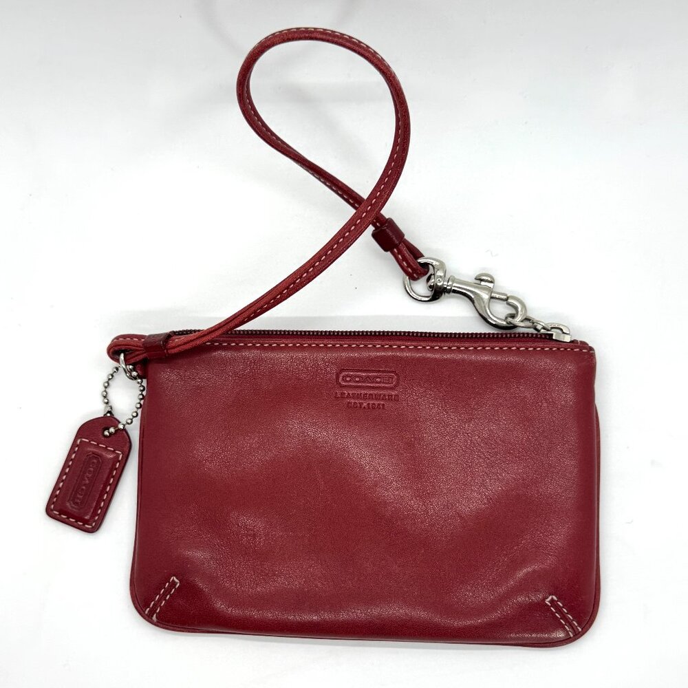 Burgundy Leather Wristlet by Coach
